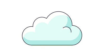 Fototapeta premium Simple cloud icon illustration for weather forecast or cloud computing data storage symbol on white background.