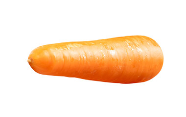 Top view of one fresh orange carrot root isolated on white background with clipping path