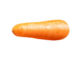 Top view of one fresh orange carrot root isolated with clipping path in png file format
