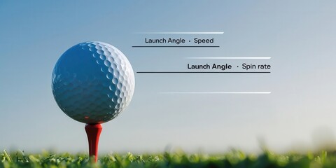 Golf swing mechanics golf course infographic outdoor close-up analyzing launch angle and speed
