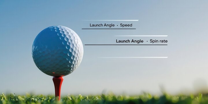 Golf swing mechanics golf course infographic outdoor close-up analyzing launch angle and speed