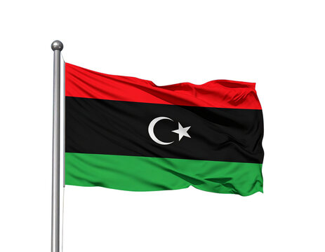 Libya National Flag Waving Against PNG