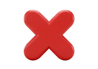 Obraz premium A glossy red cross shape symbol isolated on transparent background