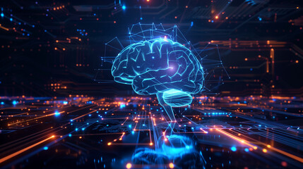AI Brain Processing with Generative Artificial Intelligence Concept Vouch. AI assistant with LLM, big data, machine learning, and generative AI powers prompt engineering and supports agentic AI for ad