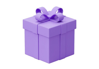 Obraz premium A purple gift box with a bow on top isolated on transparent background