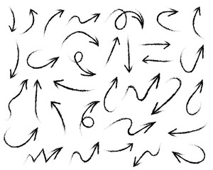 Hand drawn sketch arrows collection vector illustration