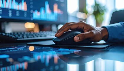 Businessperson Working On Computer With Financial Data