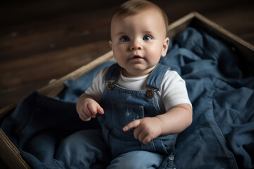 Fototapeta premium Baby-safe denim made with bio-pigments is free from harmful residues, making it ideal for infant clothing and accessories