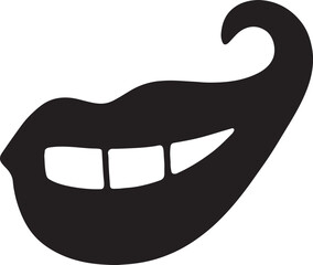 Half-smile with upper lip curl silhouette vector icon for subtle expression, charm, and stylish mouth design.