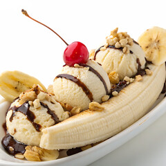 A banana split isolated on a transparent background
