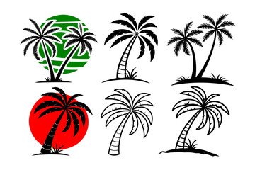 set of palms vector illustrations