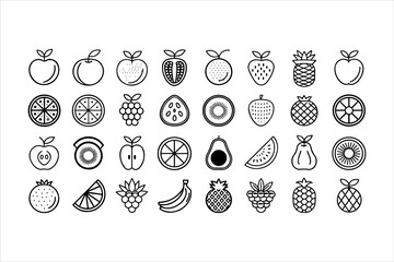 fruit icons set vector seamless pattern illustration design food symbols cartoon art background