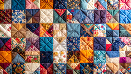 Colorful patchwork quilt texture.