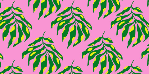 Green and Yellow Leaf Ornament – Seamless Nature Pattern