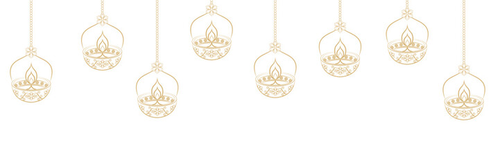 Hanging illustration of candles for diwali