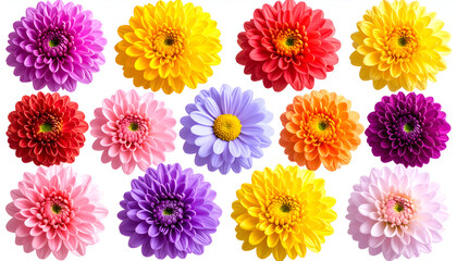 Colorful Chrysanthemum Flowers Collage.
