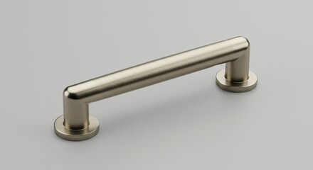 Overhead view of a brushed nickel handle with a tapered grip