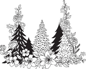 Obraz premium christmas, Christmas tree, pattern, flower, vector, floral, design, seamless, vintage, illustration, ornament, decoration, art, wallpaper, nature, decor, texture, element, flowers, mandala, leaf, retr