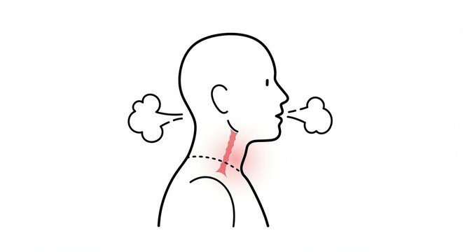 breathing person with red throat, black outline clip art preview