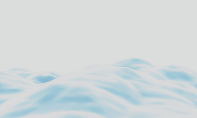 3D blue snowdrift. Snowy mountain. Cold environment