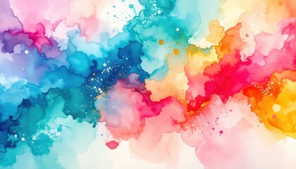 Abstract Watercolor Painting With Vibrant Colors