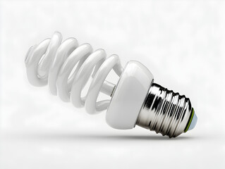 A white energy efficient spiral lightbulb on a white background