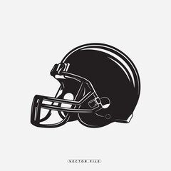 Fototapeta premium Black American Football Helmet Vector Illustration on White Background