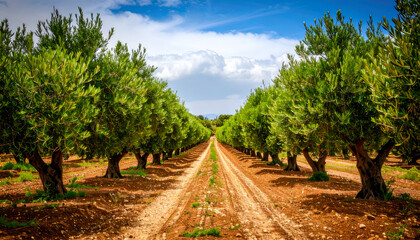 Obraz premium Olive Grove with Sunny Day, and Spain.
