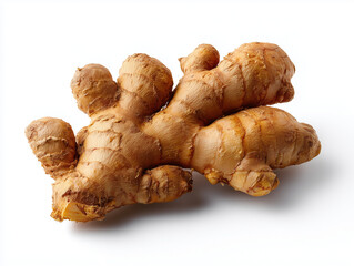 Fresh Ginger Root Isolated on Pure White Background

