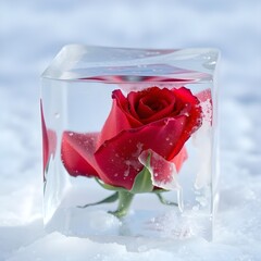 red rose in water