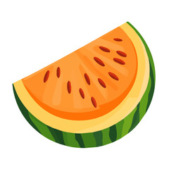 Minimalistic 2D flat icon featuring melon, clean vector design, simple illustration style, isolated on a white background, modern element in vector and EPS format.