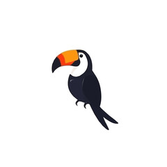 Minimalistic 2D flat icon featuring toucan, clean vector design, simple illustration style, isolated on a white background, modern element in vector and EPS format.