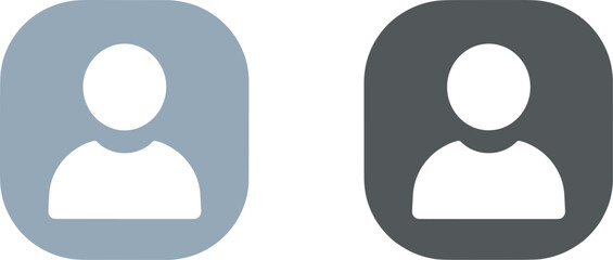 User profile icons, head and shoulders silhouette, blue and gray background, account symbol, vector illustration