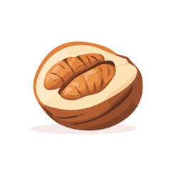 A Geometric flat vector illustration of a walnut, an abstract and modern 2D design, clean shapes with smooth lines, isolated on a white background. artwork collection