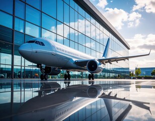 Airplane At Modern Airport Terminal