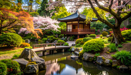Serene Japanese Garden Spring.