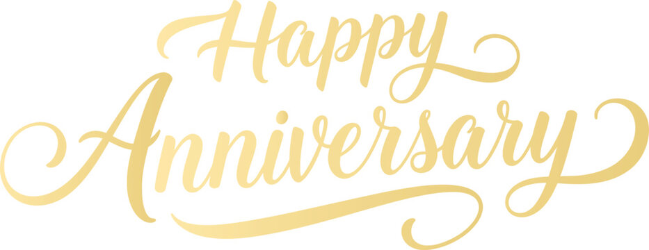 happy anniversary golden cursive text for elegant celebration and greeting designs