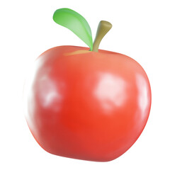 Red Apple Icon – 3D Juicy Red Apple Fruit Symbol