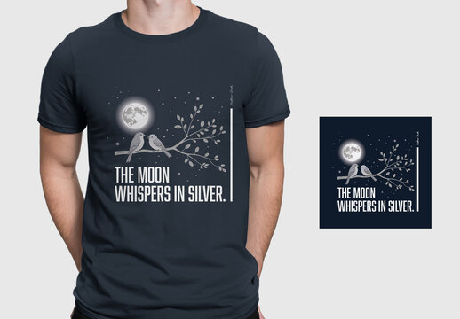 Artistic Moonlight Bird T Shirt Design Template for Fashion