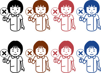 不正解の札を上げる女性看護師のアイコン