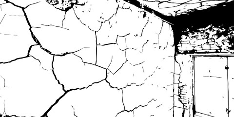 Obraz premium Detailed wall texture with organic cracks and high-contrast grunge corners; useful for adding depth and realism to digital environments.