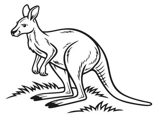 Fototapeta premium Cute cartoon kangaroo mom and joey in a playful setting. A cheerful cartoon illustration of a kangaroo mother and her joey. kangaroo, joey, mother and baby, cartoon, children's, illustration, cute, an