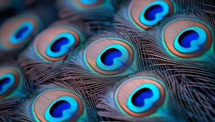 Obraz premium Close-up view of vibrant peacock feathers.
