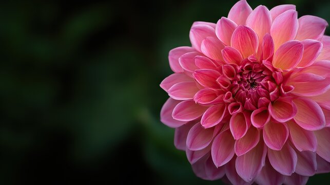 A close-up of a vibrant pink dahlia flower, showcasing its intricate petals, delicate center, and every high-resolution detail, creating an immersive experience to explore each petal's unique beauty.