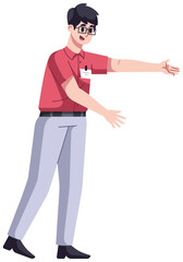 Salesman showing something Illustration