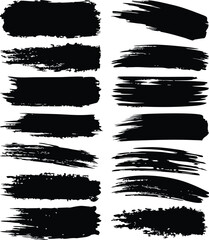 A vector set of dirty paint brush strokes and grunge ink splatter art borders