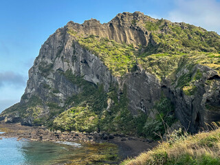 Seongsan Ilchulbong mountain landscape with river