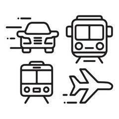 Fototapeta premium Car bus train and airplane transport icons