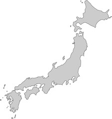 Clean, minimalist gray silhouette map of Japan. Ideal for modern design, educational projects, or elegant data visualization