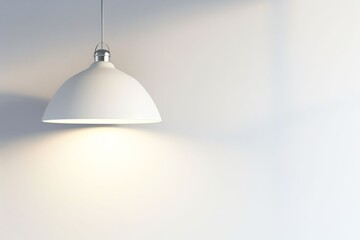 Modern pendant light illuminates a minimalistic wall in a contemporary interior space during daylight